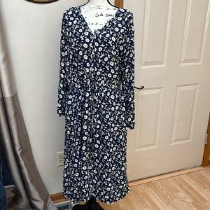 Gap Puff Sleeve Button-Front Midi Dress